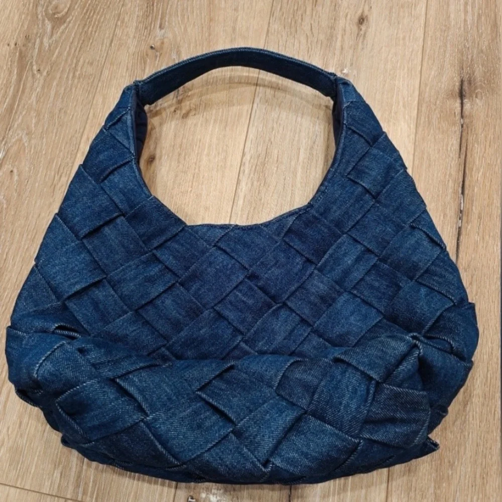 Denim Woven Hobo Bag - Picture 1 of 8